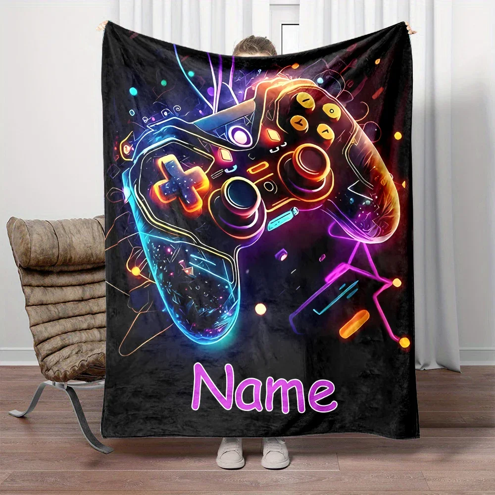 VIKAMA Gamepad Neon Cover Decke Farbverlauf Super weiche warme Gaming Decke Wohnzimmer Schlafzimmer Game Room Cover Decke