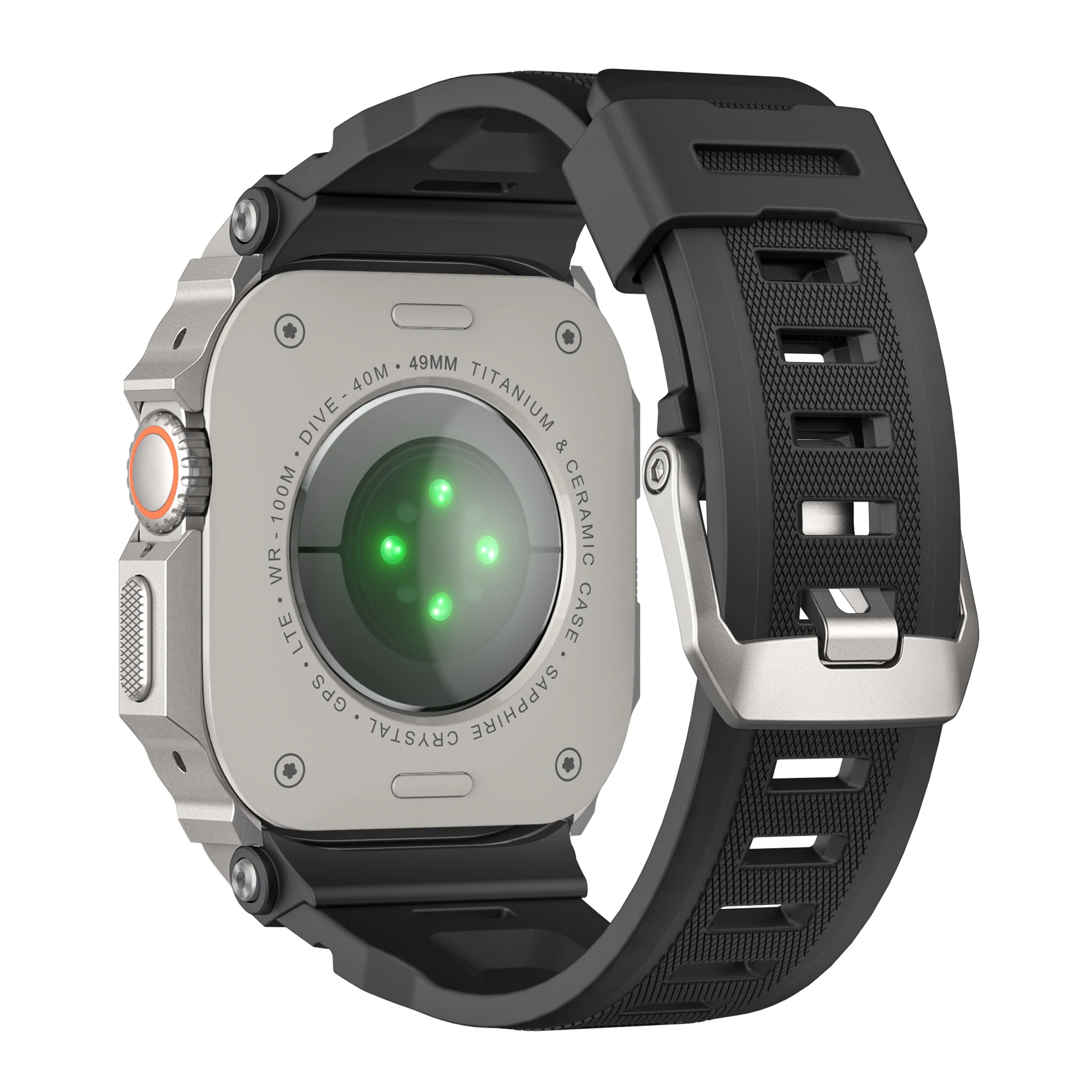 Compatible with Apple Watch 49mm strap, durable sports matte silicone metal cushioning protective case for iWatch Ultra