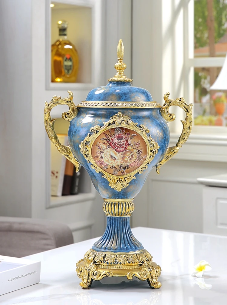 

Контейнер для мусора в гостиной в европейском стиле с крышкой, домашний декор, украшение для контейнера из смолы в американском стиле