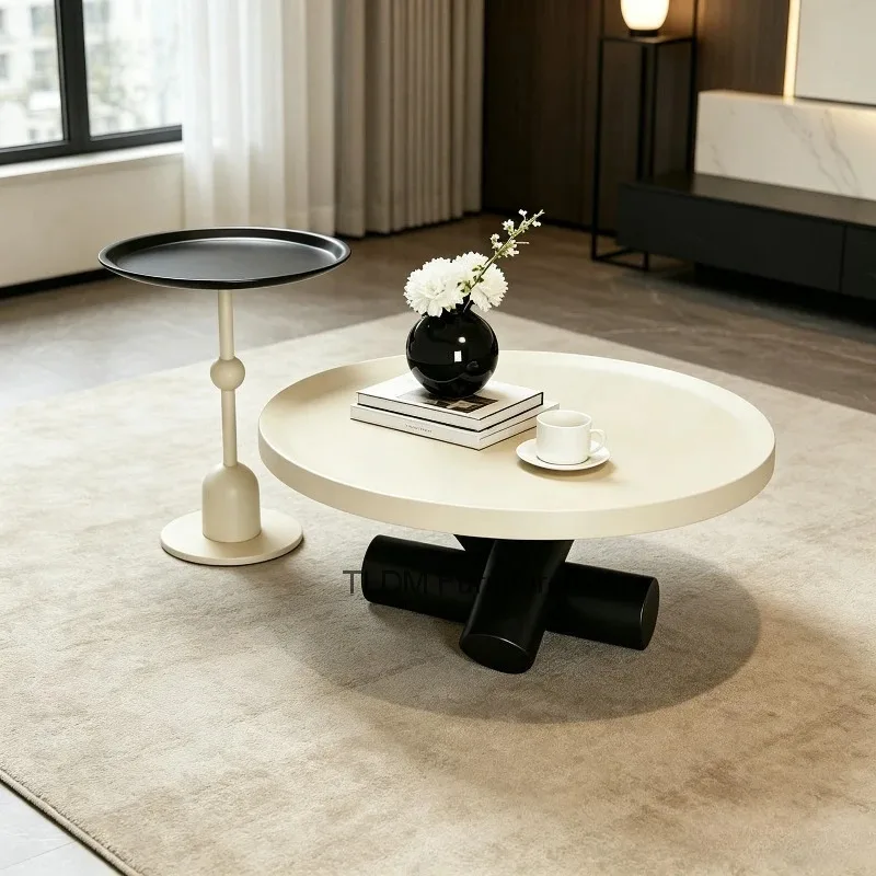 Cross Cylinder Round Coffee Table Set Ball Shape Single Tray Side Table Minimalist Accent Table For Living Room Sofa