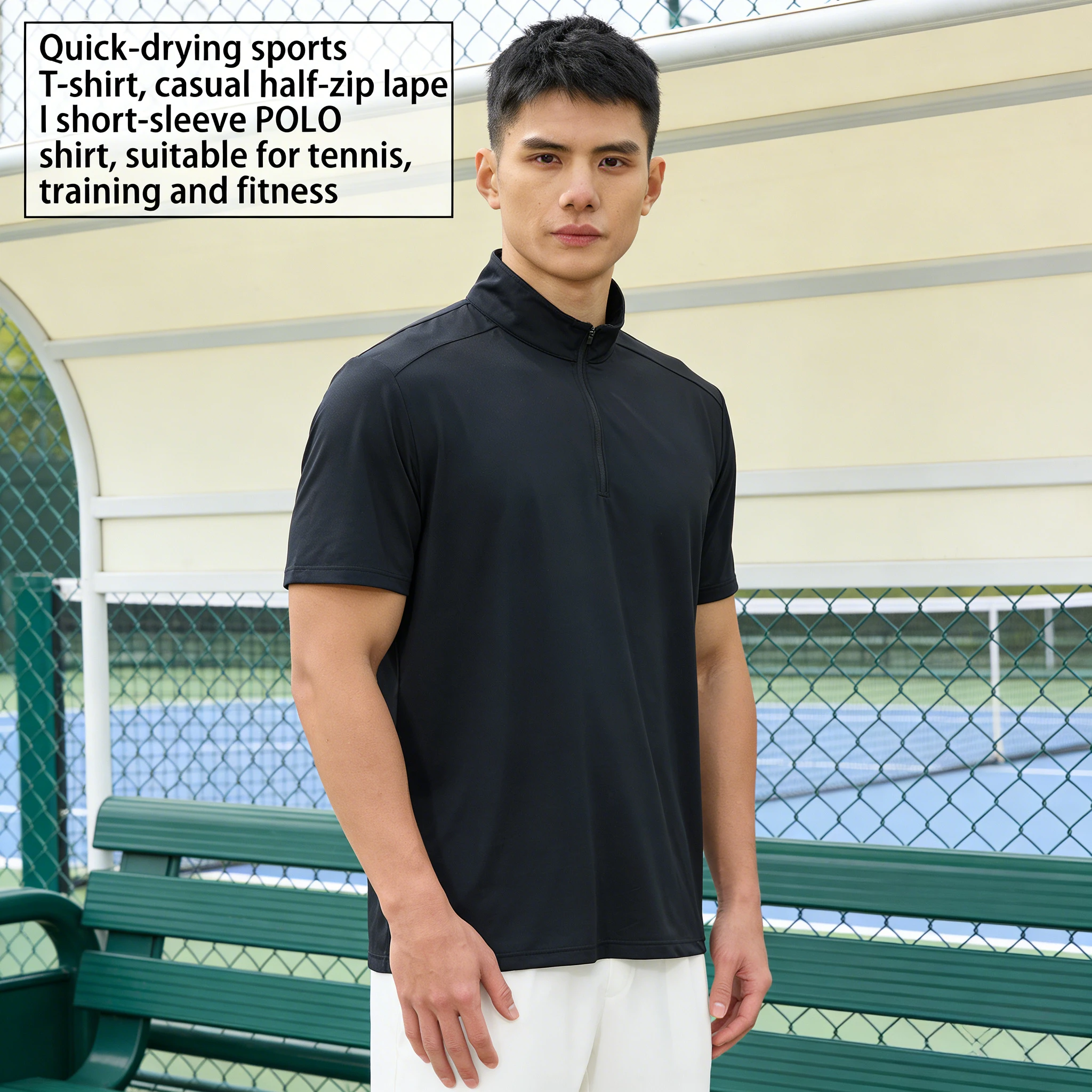 

Быстросохнущая спортивная футболка с коротким рукавом и воротником на молнии, для тенниса, гольфа, тренировок, фитнеса, повседневная верхняя одежда