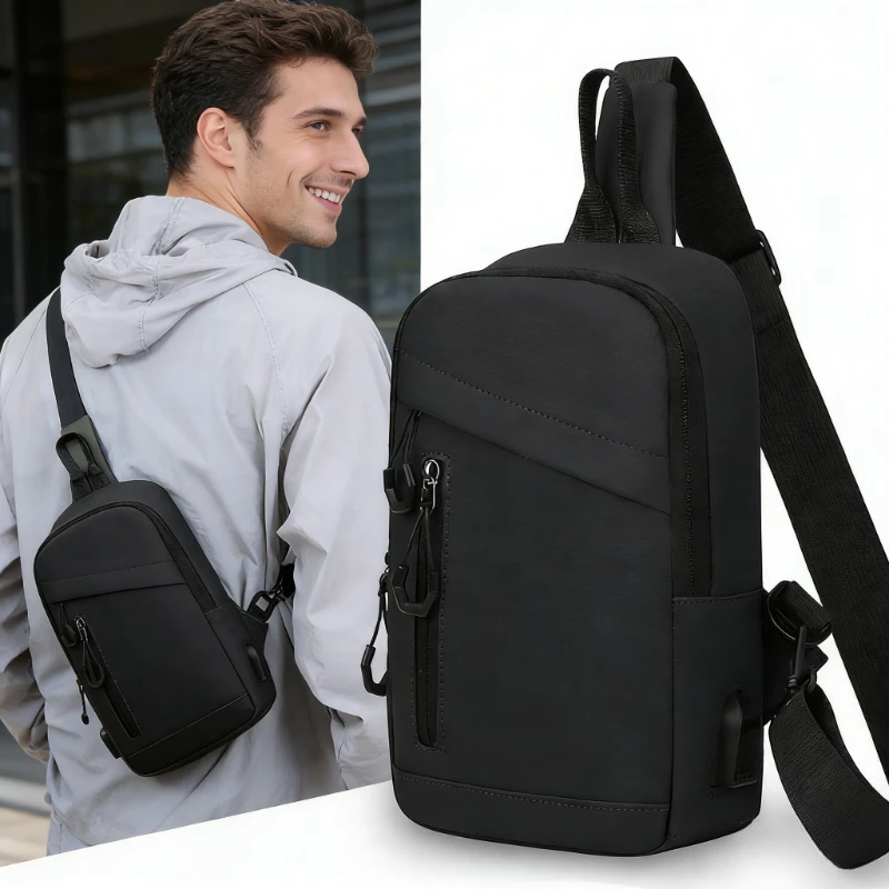 

Anti Theft Chest Bag Waterproof Nylon Crossbody Bag Large Capacity For Men Outdoor Travel Commute Hidden Pocket Adjustable Strap