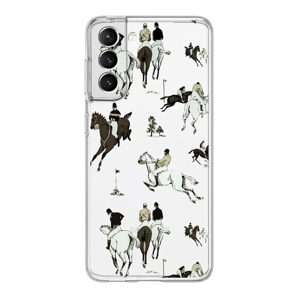 Animal Art Horse Clear Phone Case For Samsung Galaxy S24 Plus S23 FE S22 S21 S20 Ultra 5G S10 S10E S9 S8 Soft Silicone Cover