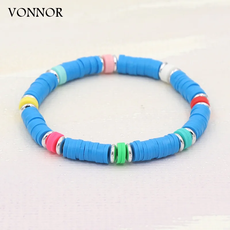 Bracelets for Women Trendy Jewelry Multicolor Clay Beads Bohemian Rainbow Bracelet Beach Holiday Jewelry Accessories Wholesale