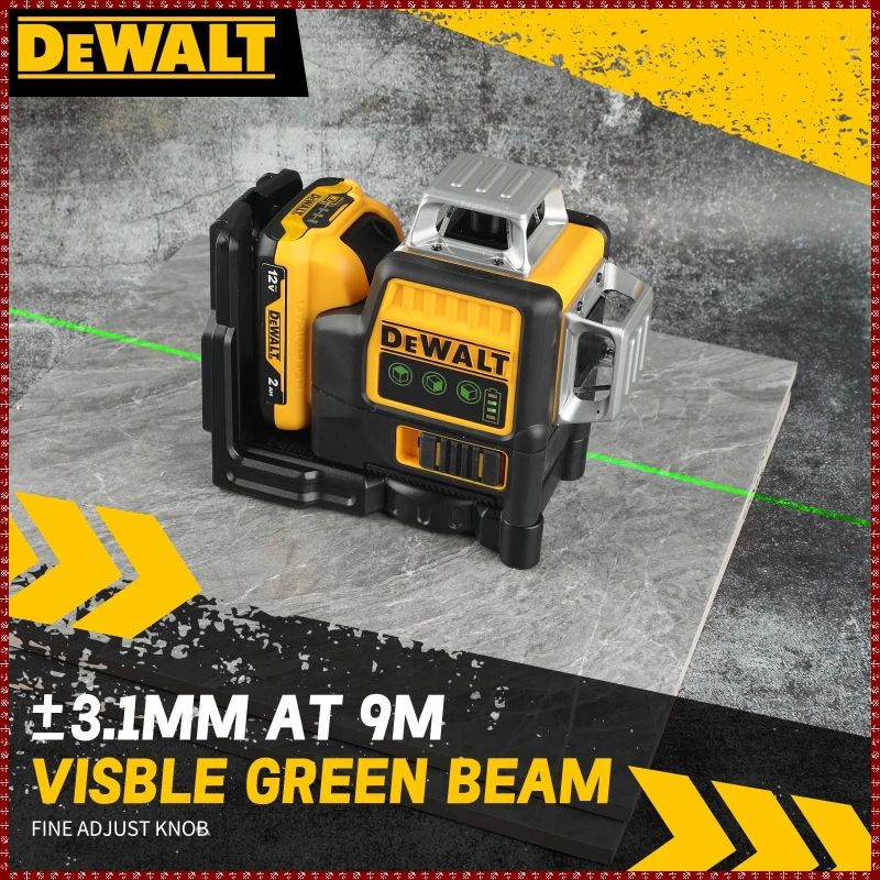 

Dewalt DW089LG 12-Line Green Beam Laser Level ,12V Li-Ion,360° 3-Side Coverage, Jobsite Ready for Any Task