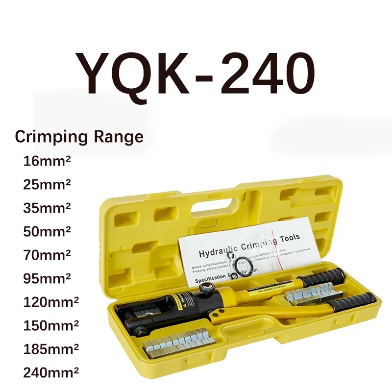 YQK-70/120/240/300 Hydraulic Pliers Crimping Tool Set 6/8 Tons With 4/6/10/16/25/35/50/70/95/120mm² Hexagonal Crimping Mold