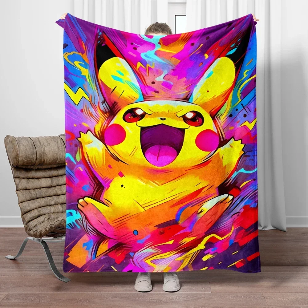 

Pokmon Cartoon HD Printed Throw Blanket Lightweight Flannel for Bed Sofa Travel Camping Living Room Couch Chair