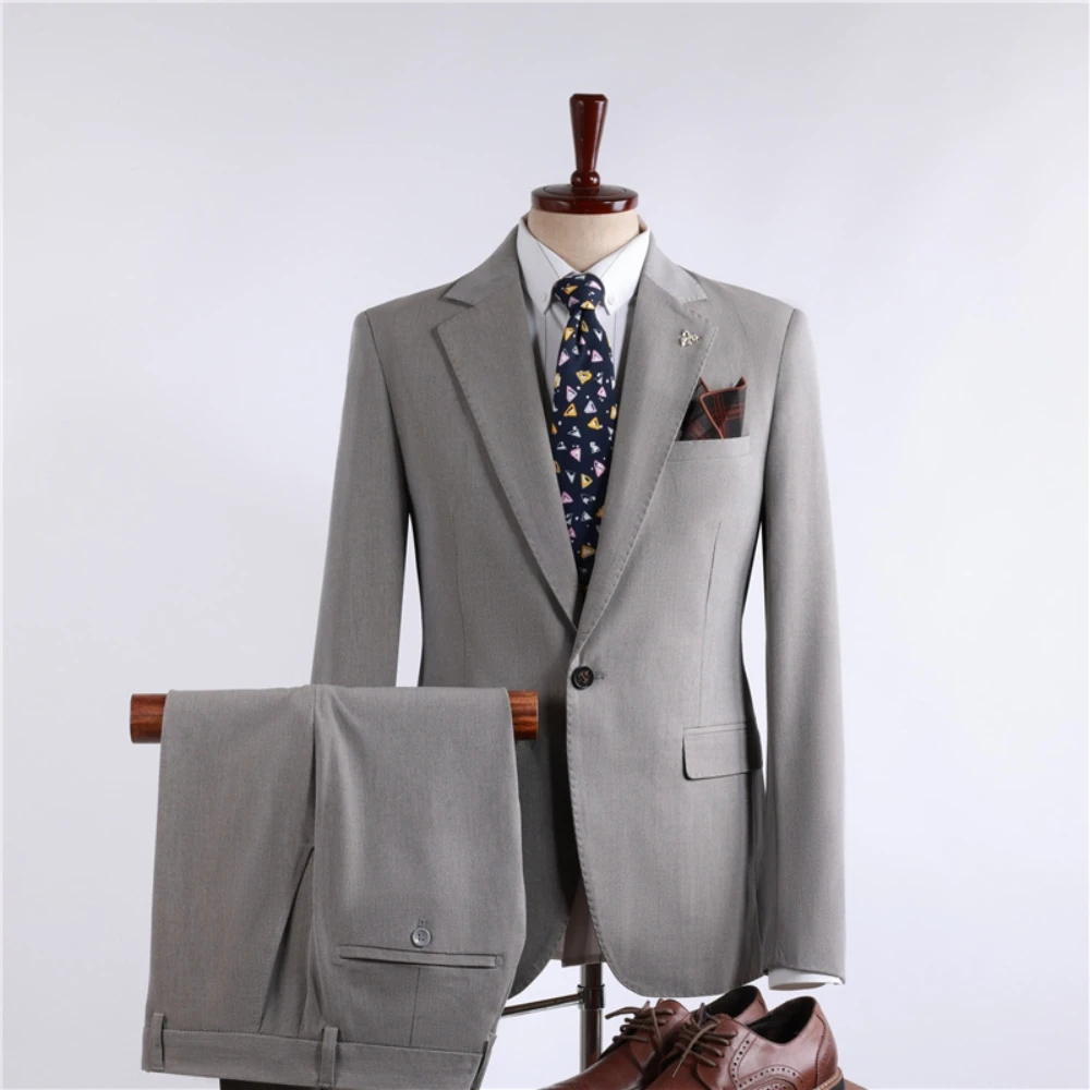 Smooth One Button Suit Set For Men Two Pieces Vintage Plus Size Celebrity Tuxedo Modern Groom Wear Interview In Stock Outfit