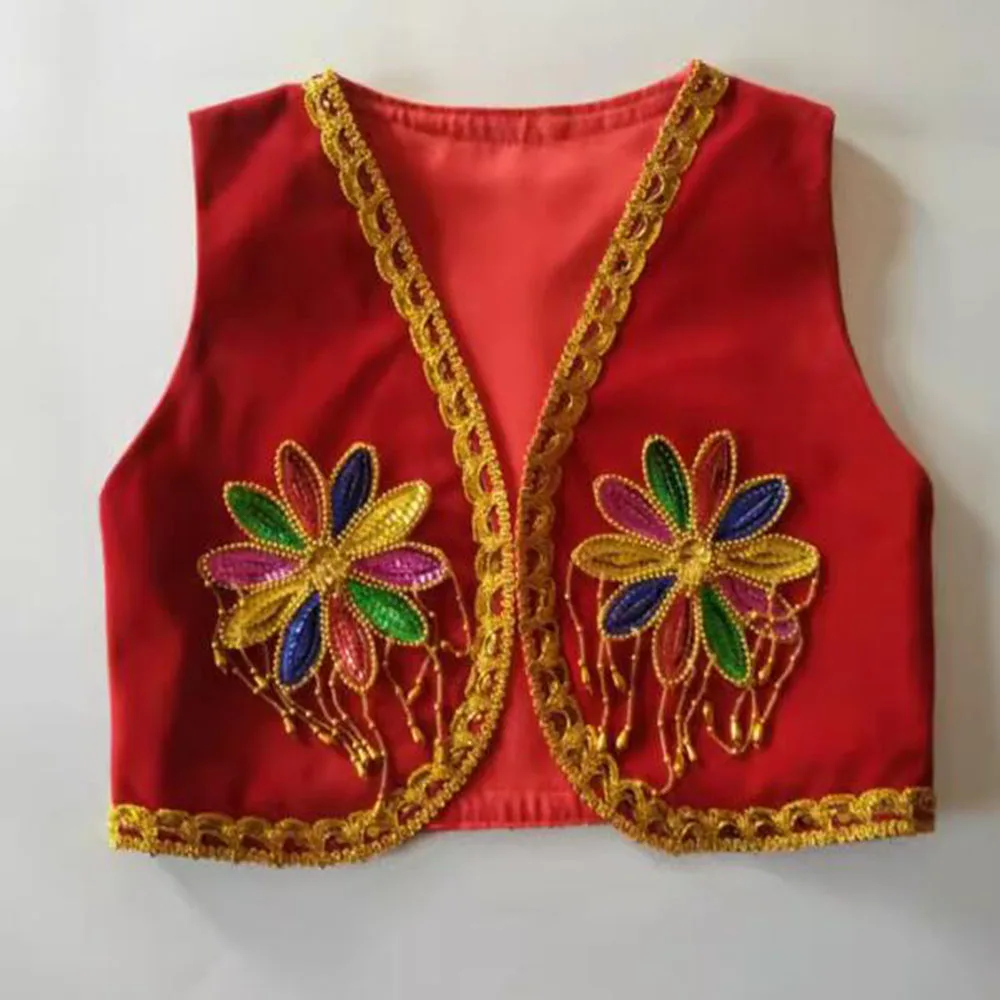 Man Or Boy Ballet Dance Vest With Rainbow Flower, Red Or Blue Or Black Prince Embroidered Ballet Vest Stage Performance Costume