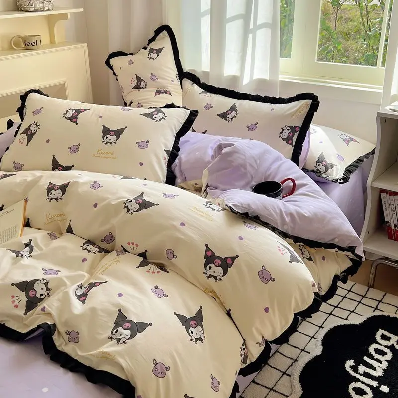 

Kawaii Bedding Four-Piece Set Hellokittys Kuromi Melody Pochacco Quilt Cover Bed Sheets Pillowcases Bed Covers Sets Accessory