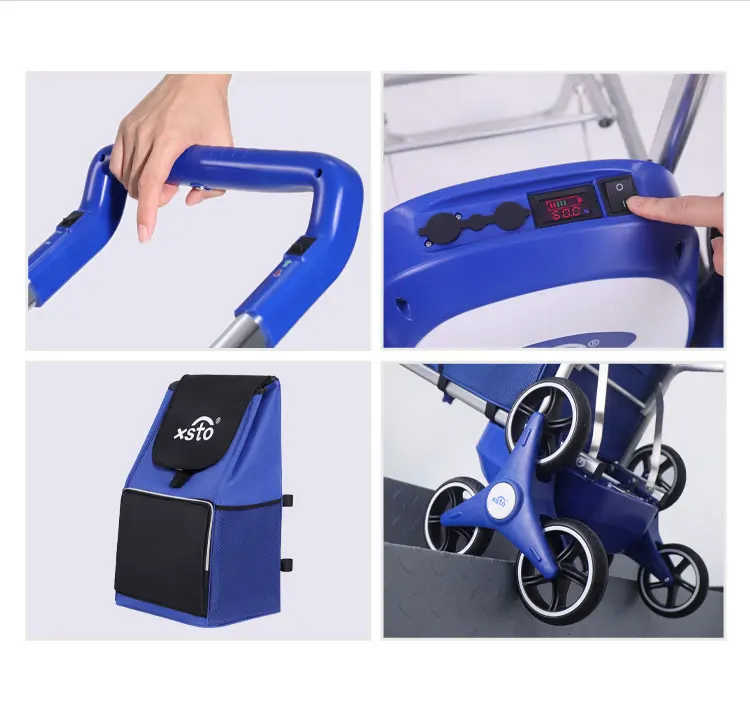 Foldable electric stair-climbing cart, household shopping cart, portable small hand-pulled cart