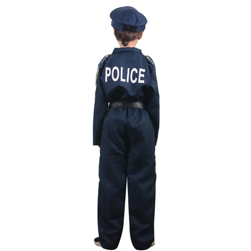 Deluxe Cute Officer Police Costume Kids Child Boy Halloween Carnival Party Performance Fancy Dress Uniform Outfit Cosplay