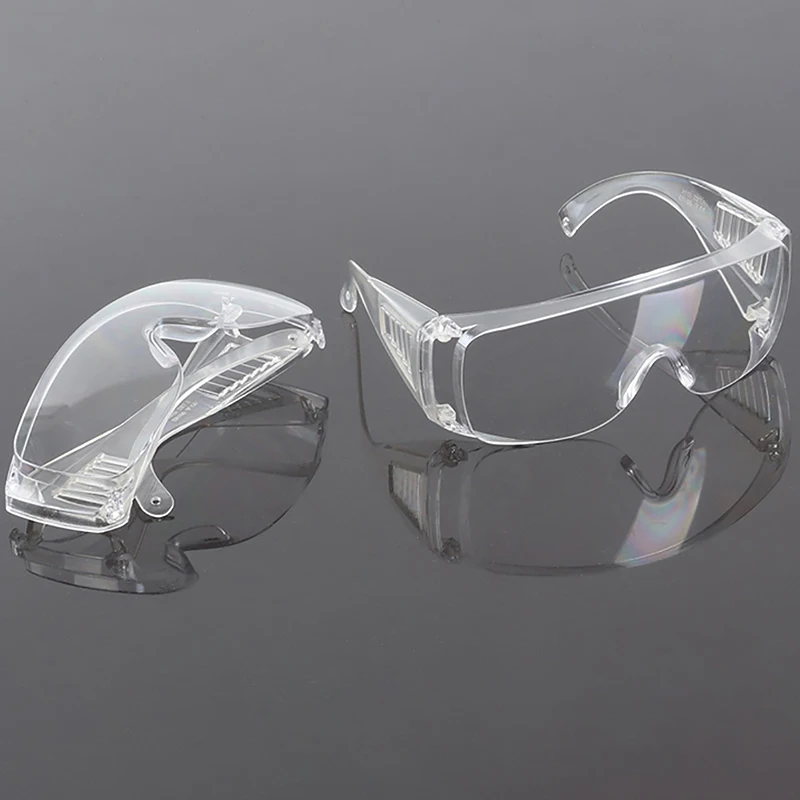 แว่นตานิรภัยป้องกันรังสียูวีแบบใสใช้ได้ทั้งชายและหญิงเลนส์ป้องกันตาสำหรับห้องแล็บเพื่อป้องกันฝุ่นในที่ทำงาน