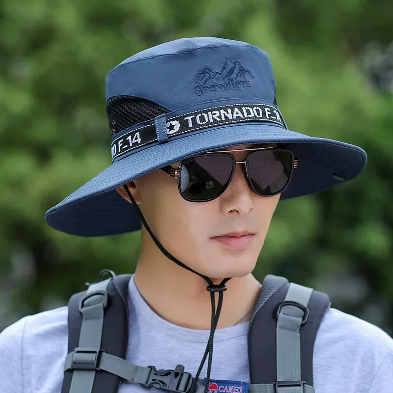 Summer Bucket Hat For Men Fisherman Cap Fishing Outdoor Sunshade Unisex Brim Sunscreen Riding Hiking Suncreen Sunhat camouflage