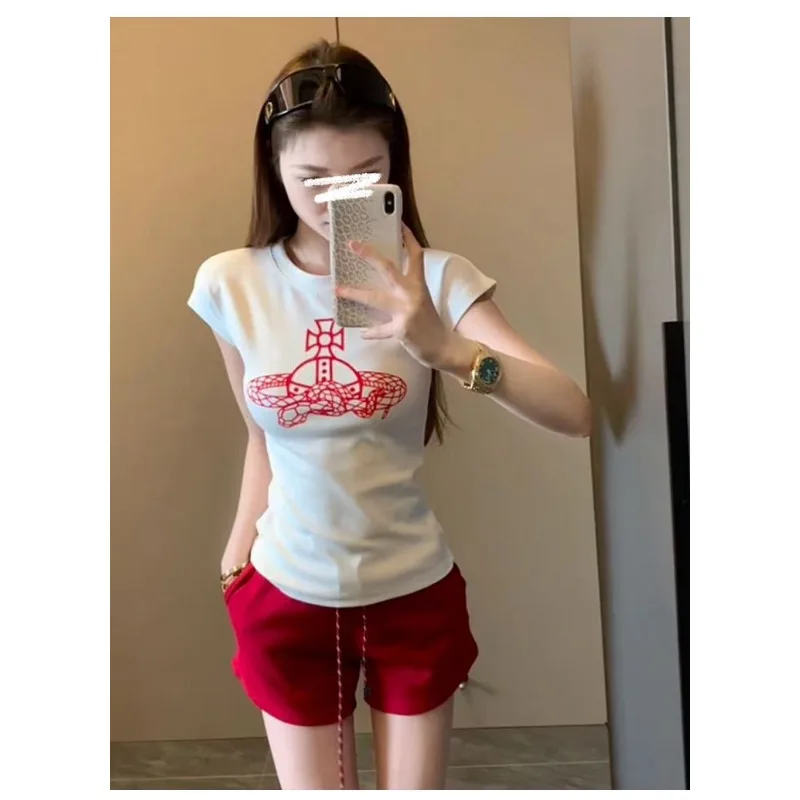 Women's Red Drawstring Waist Casual Shorts Elastic Waist Soft Comfy Summer Beach Shorts Sporty Lounge Bot