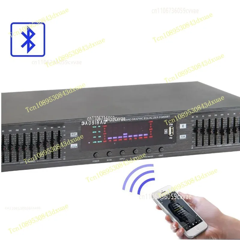 EQ-898BT HIFI Digital HD Stereo Preamplifier Equalizer Built-In USB Bluetooth Home Stage Equalizer Dual 10 Segments 220V