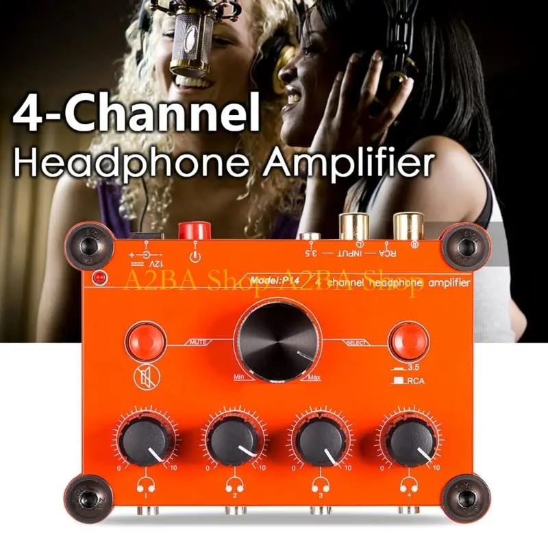 

A2BA 4 Channel Headphone Amplifier for Mixer Headphone Mixer Amplifier Splitter Distributor Accessories