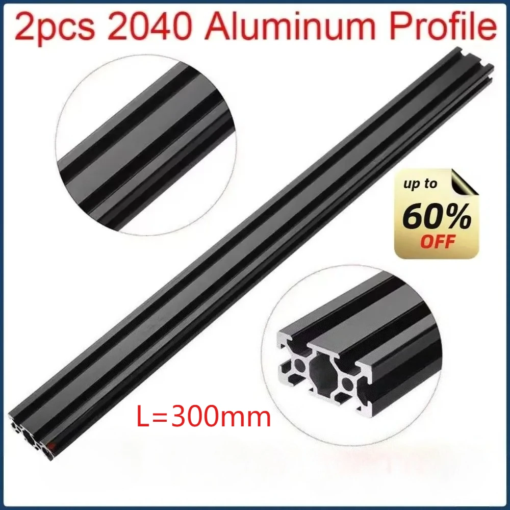 

2pcs 2040 Aluminum Profile Extrusion ,European Standard Anodized Rail Linear Aluminum Profile Frame CNC 3D Printer Parts 300mm