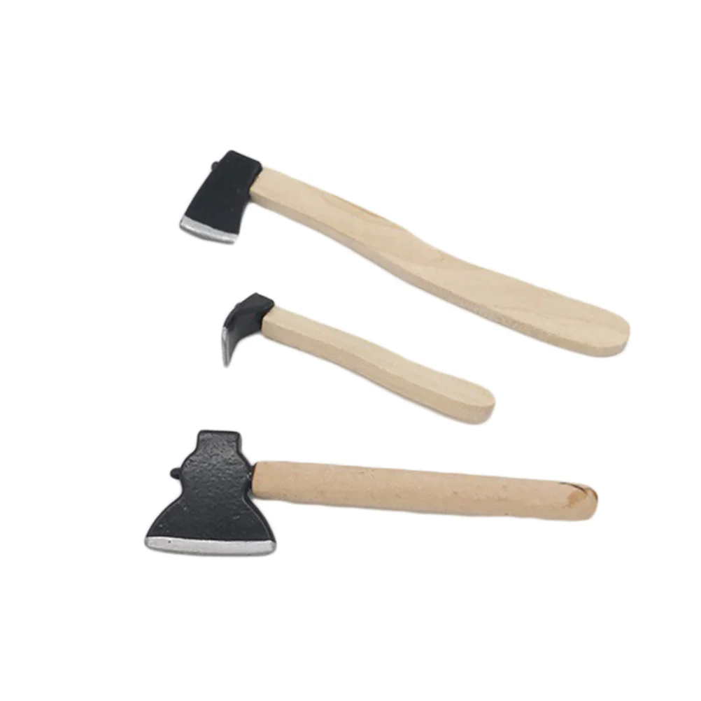 Mini maison de poupée en bois, outils de hache, meubles miniatures, ornements créatifs, décoration légère et sûre pour les enfants