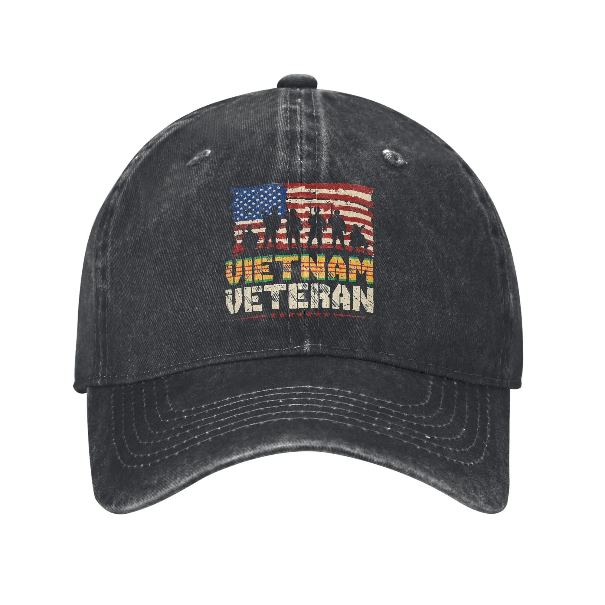 Classic Vietnam Veteran US Flag Gift War Vet Baseball Cap Unisex Distressed Denim Washed Sun Cap Soldier  Outdoor Adjustable Hat