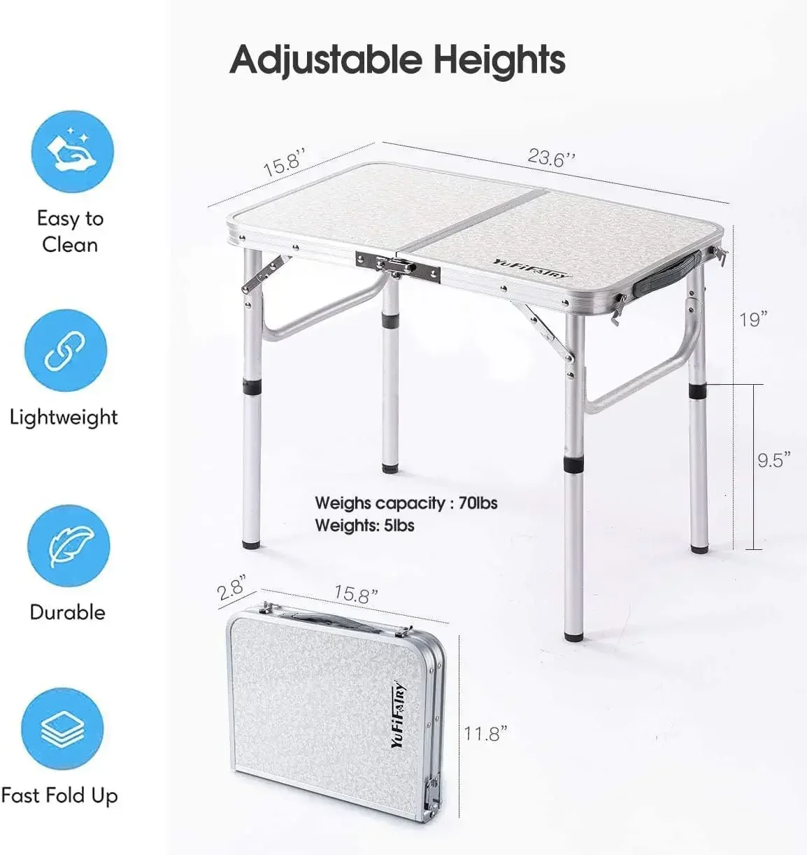 Outdoor Folding Camping Table Adjustable Portable Camping Table Camping Equipment Stainless Steel Picnic Desk Nature Hike