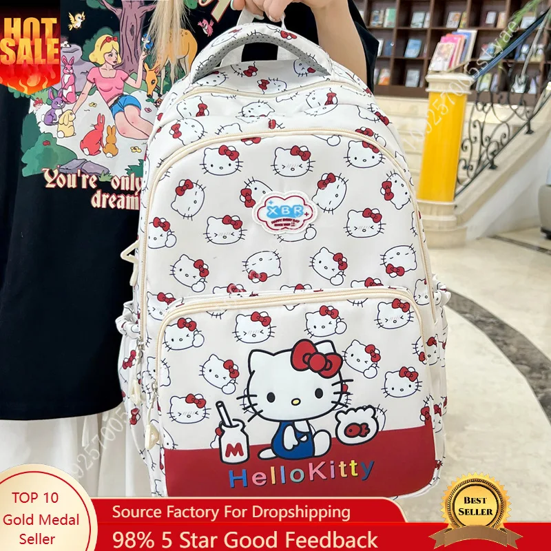 

Рюкзак Sanrio Hello Kitty для школьников, новая весенне-летняя коллекция: нейлоновый рюкзак с принтом, милый школьный ранец в мультяшном стиле