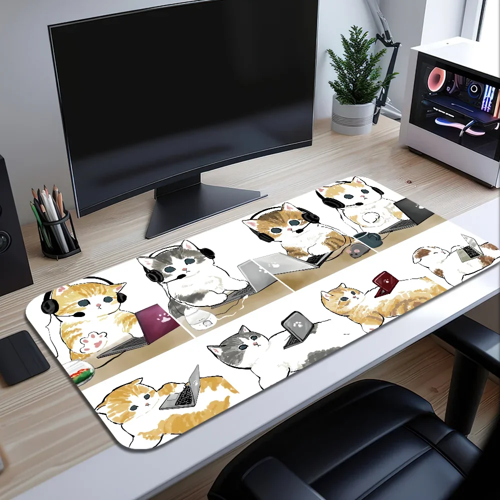 Mofusand لطيف للكمبيوتر الشخصي كبير ماوس مكتب الألعاب ماوس الوسادة مخيط حواف قاعدة ممتدة