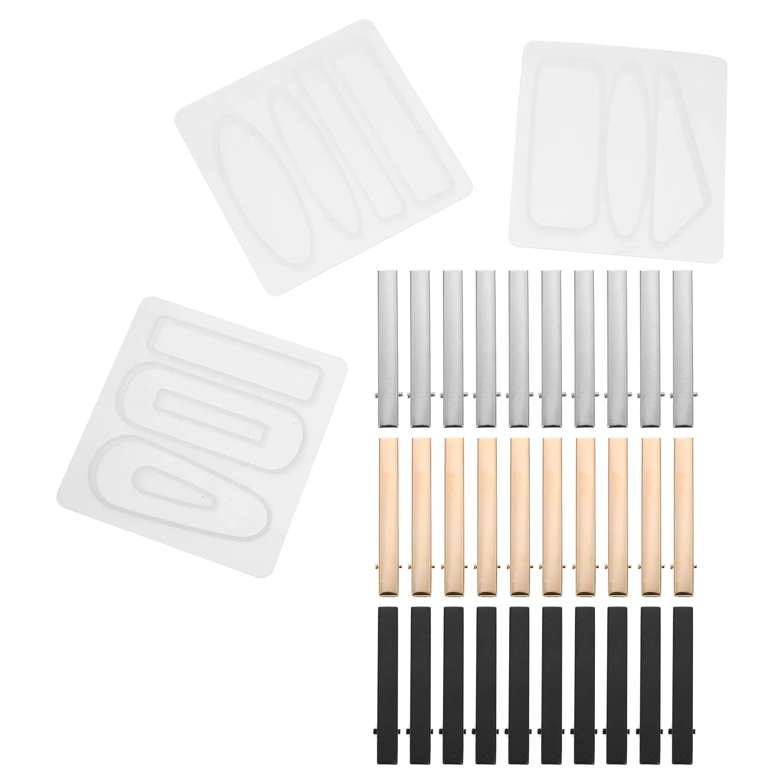 1Set Flexible Silicone Molds for Hairpin Accessories DIY Crafting Epoxy Resin Hair Clips Decor Making Kit Artisan Craft Supply