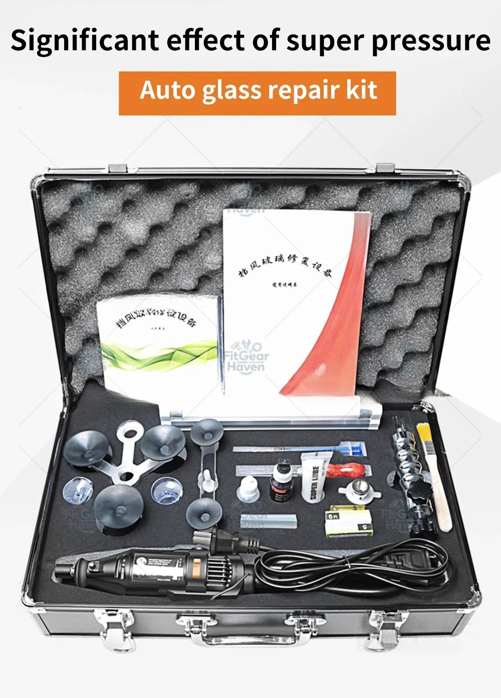 Automobile broken glass repair windshield repair kit for auto windshield cracks and scratches