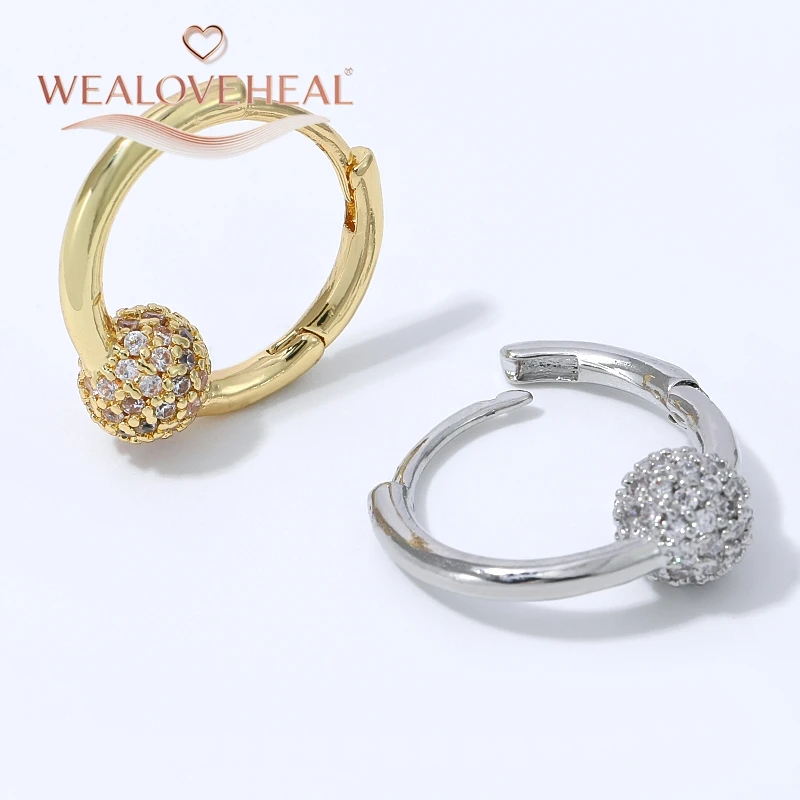 ohrringe damen, 18K Vergoldete Messing-Huggie-Ohrringe mit Mikro-Pavé-CZ-Kugeln für Damen, Täglicher Schmuck, Valentinstag- und Geburtstagsgeschenk – Detail 18