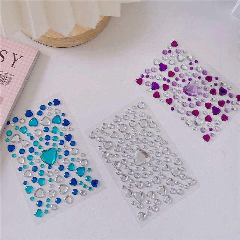 3D Shiny Diamond Gem Adesivos para crianças, adesivo de cristal acrílico, decoração tridimensional, strass DIY para meninas