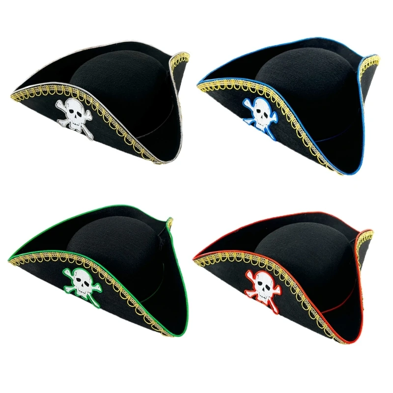 Boys Girls Carnivals Hat Three Cornered Buccaneer Hat Light Up Party Hat