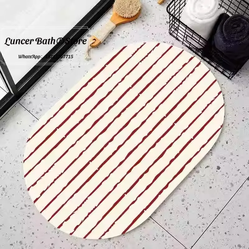 

Line bathroom floor mat, water-absorbing quick-drying diatom mud floor mat, dirt-resistant and easy to take care of