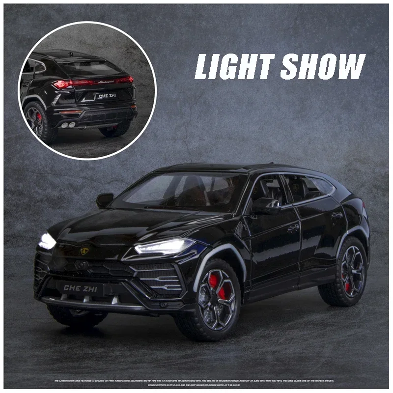 Lamborghini URUS-Modèle de voiture en alliage pour enfants, 1:24, véhicule SUV, collection de jouets en métal moulé sous pression, simulation, son et lumière