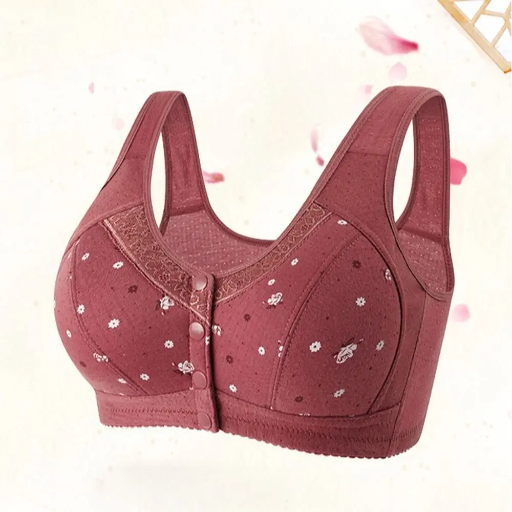 Comfortable Floral Printed Underwear Convenient Breathable Bras for Older Women Vest Style Plus Size