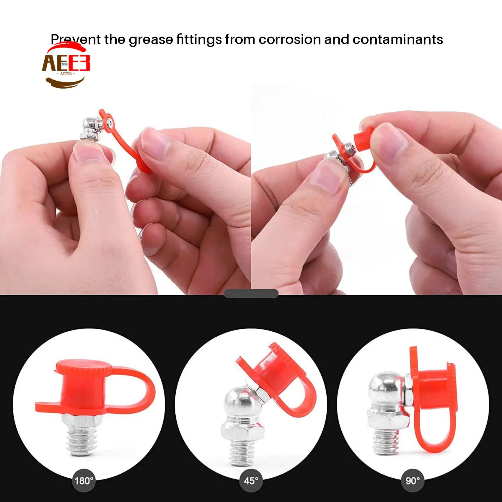 AEE3-115Pcs Steel Zerk Grease Nipple Fittings Assortment Kit ,Straight, 90-Degree, 45-Degree Angled(M6,M8,M10)