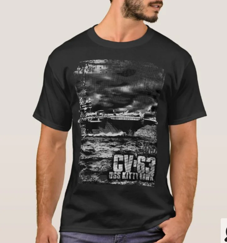 

USS Kitty Hawk CV-63 Aircraft Carrier T-Shirt 100% Cotton O-Neck Summer Short Sleeve Casual Mens T-shirt Size S-3XL