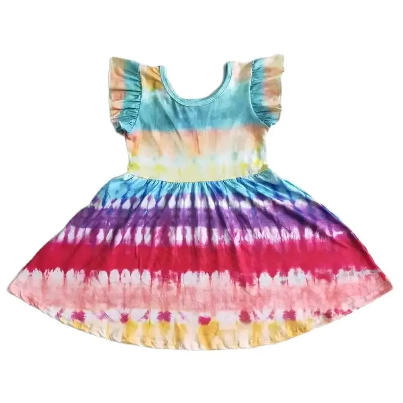 

2022 Toddlers Summer Tie-dye Dress Baby Girls Short Sleeves Skirts Kids Boutique Wholesale Clothing Children Hot Sale Dresses