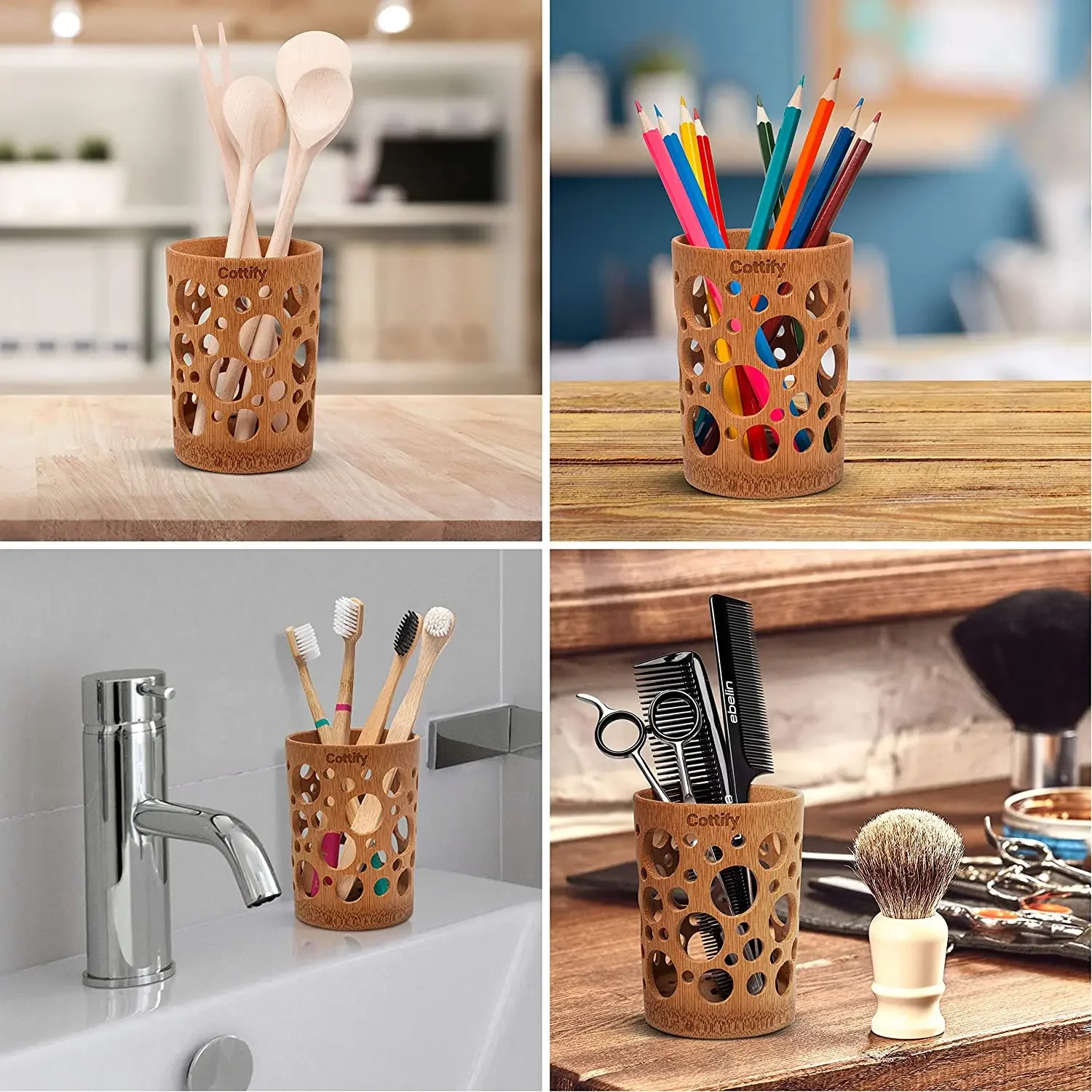 Bamboo Tube Toothbrush Cup Holder Drainage Air Circulation Toothbrush Holder Home Bathroom Offices Decor Supplies