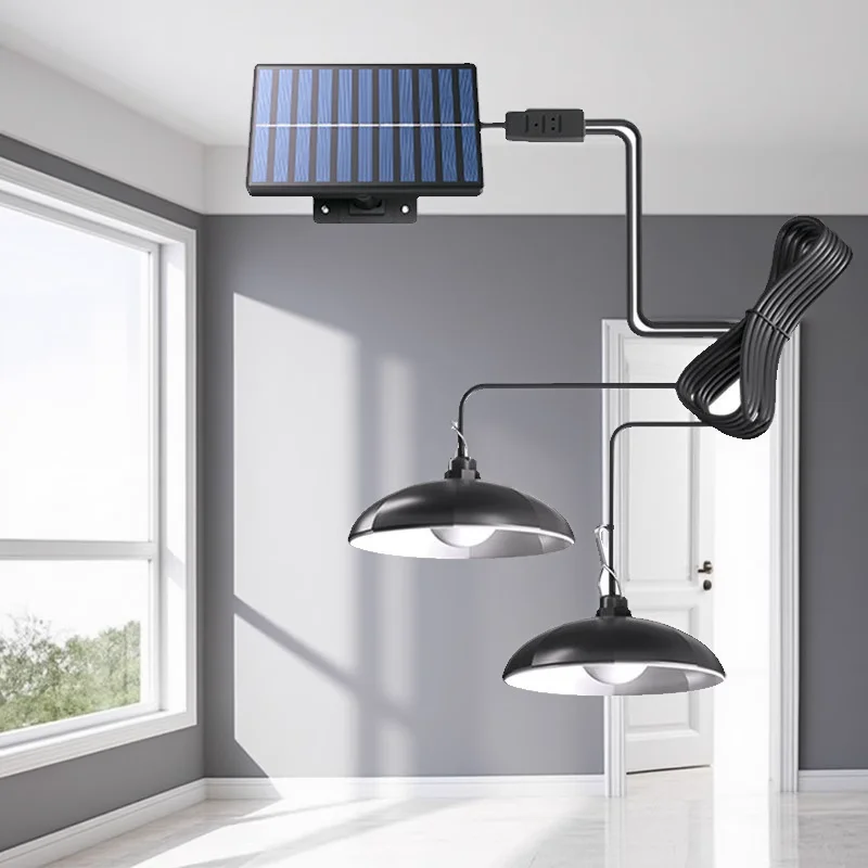 

Single/Double Head Solar Pendant Light Led Solar Powered Lamp White Light With Remote Control Chandelier Camping Outdoor Garden