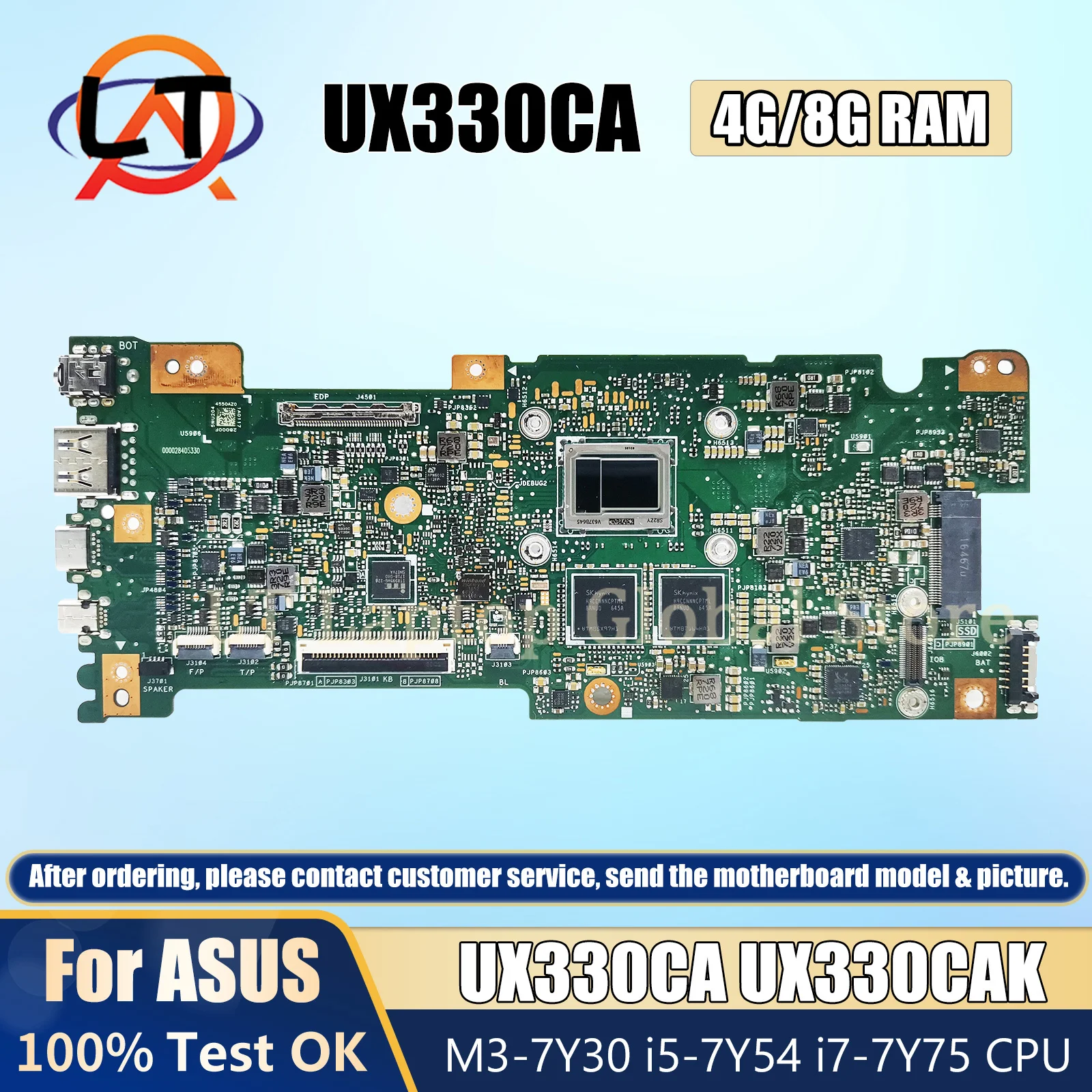 

UX330C Laptop Motherboard For ASUS ZenBook UX330CA UX330CAK Mainboard with CPU Integrated M3-7Y30 I5-7Y54 I7-7Y75 4G/8G-RAM