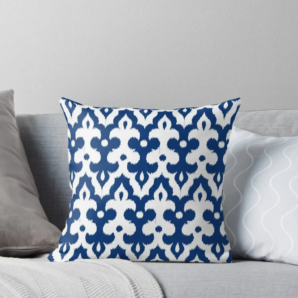 

Moroccan Ikat Damask, Cobalt Blue and White Throw Pillow luxury home accessories Throw Pillow Covers Pillow