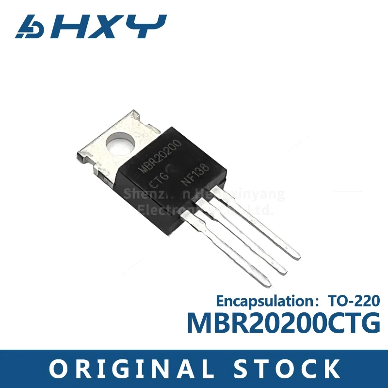 10PCS   MBR20200CTG direct-plug TO-220 Schottky rectifier diode