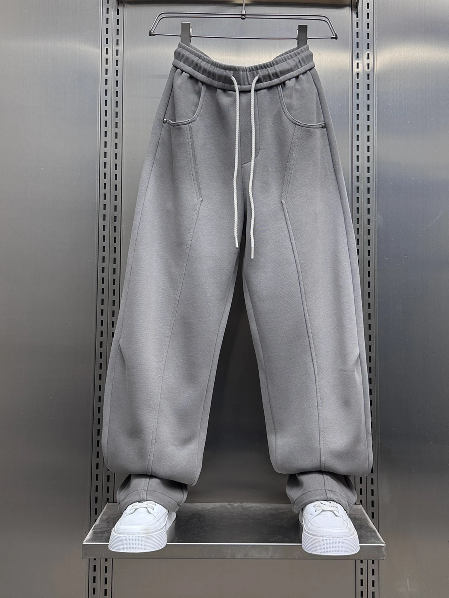 

Мужские спортивные брюки свободного кроя с прямыми штанинами, весна-осень, новинка, с завязками, удобные, универсальные