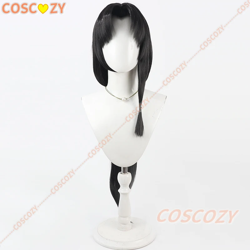Cabelo sintético erruruu cosplay perucas jogo utawarerumono erruruu halloween 80cm feminino longa reta peruca preta resistente ao calor