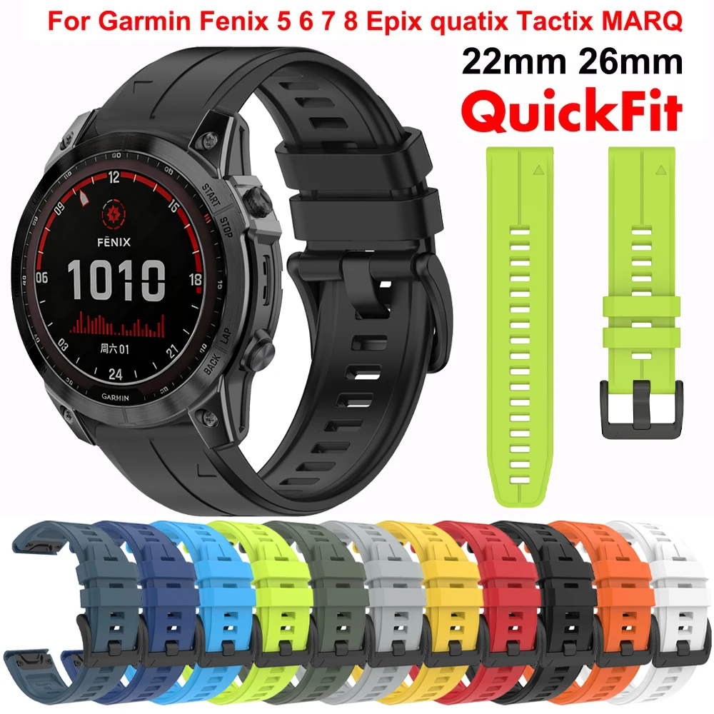 Silikonarmband 22 26mm für Garmin Fenix 5 5x Plus 6 6X 7 7X Pro 3HR/Fenix8 8x E Offizielles Uhrenarmband Weiches QuickFit-Armband
