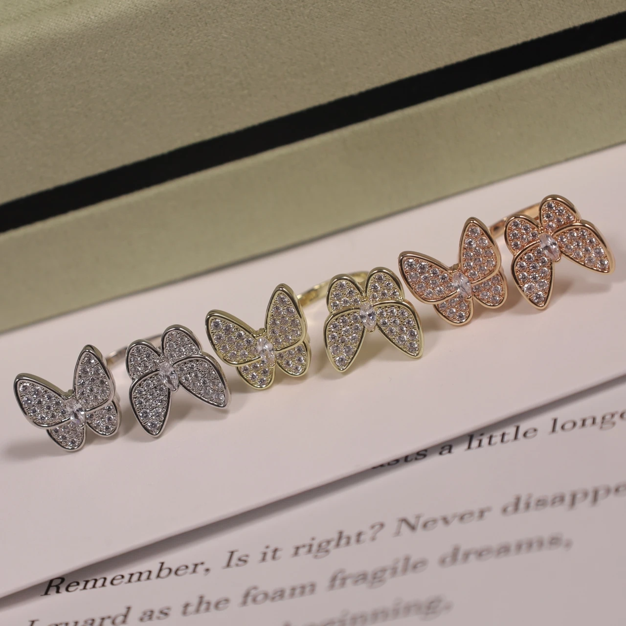 

Женское Открытое кольцо с бабочкой, эксклюзивное ювелирное изделие из стерлингового серебра 925 пробы с бриллиантами для банкета