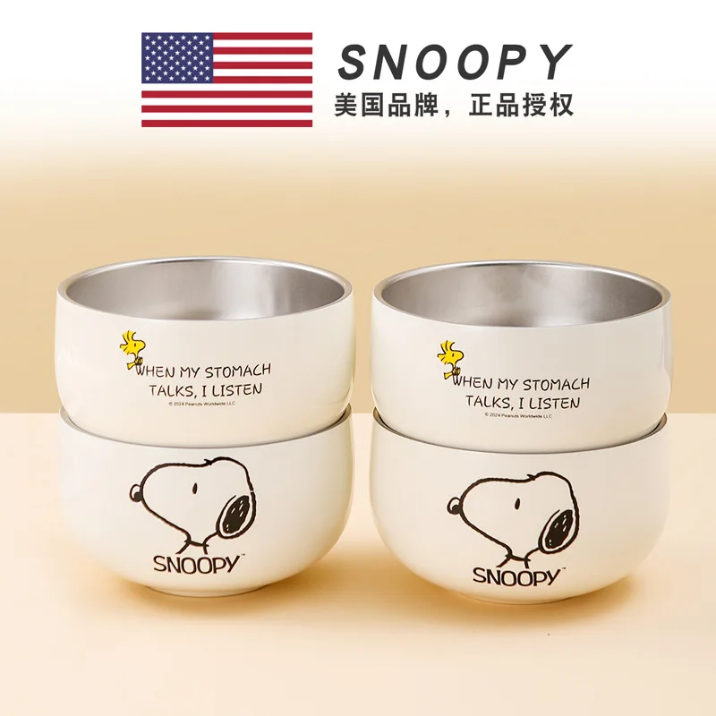 Snoopy mangkuk nasi Stainless Steel, mangkuk nasi rumah tangga 316 tampilan tinggi unik 2024