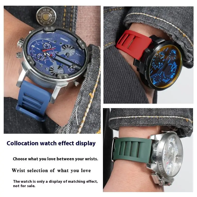 FKM 방수 방진 퀵릴리즈 시계 밴드, 디젤 DZ4323 DZ4318 DZ7362 7332, 불소 고무 시계 스트랩, 22mm, 24mm, 26mm