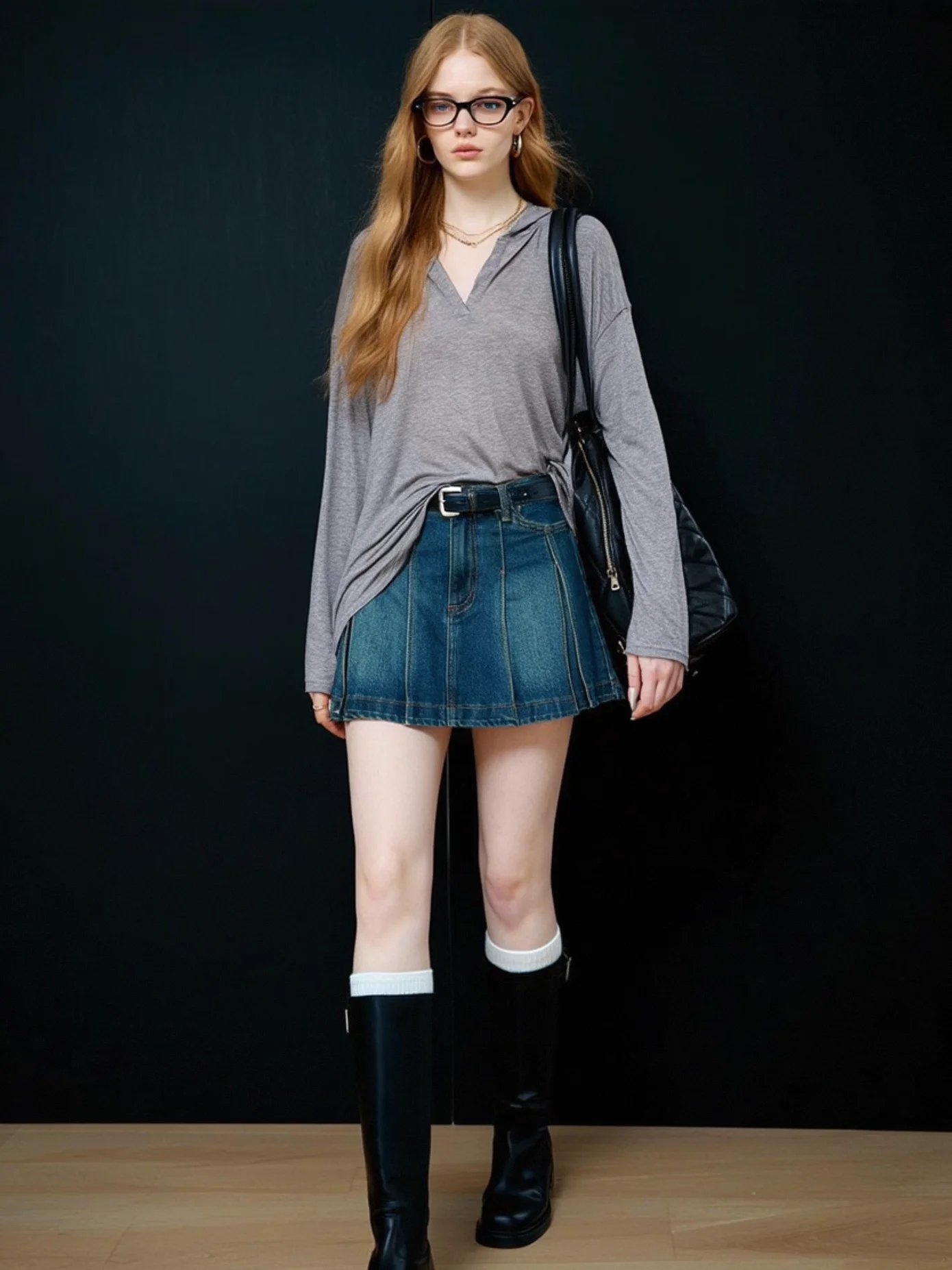 

HUAAPPUW Lazy Sle Hooded V-Ne oulder-Drift T-irt Women's Loose Casual ay Top Spring 2026 Breathable Long Sve